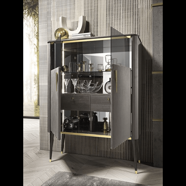 Trueliving Grey Modern Feel Bar Cabinet ‎Standard (Between 20-40 In Width, 30-40 In Height)