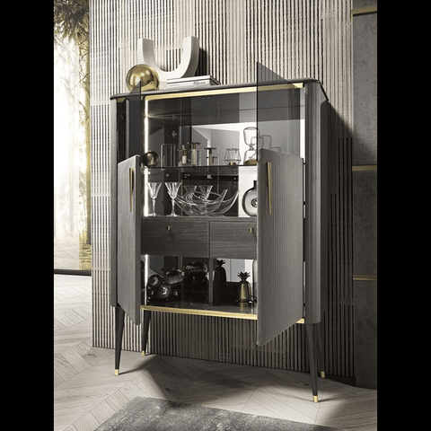 Trueliving Grey Modern Feel Bar Cabinet ‎Standard (Between 20-40 In Width, 30-40 In Height)