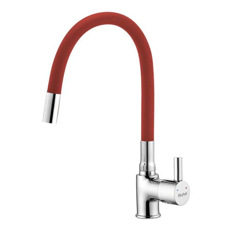 Trueliving Luxuries  Kara Single Lever Table Mount Sink Mixer Faucet with Silicone Red Flexible Spout20 Inches