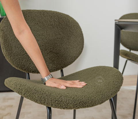 Clouda Modern Upholstered Chair in Boucle Fabric (Green)