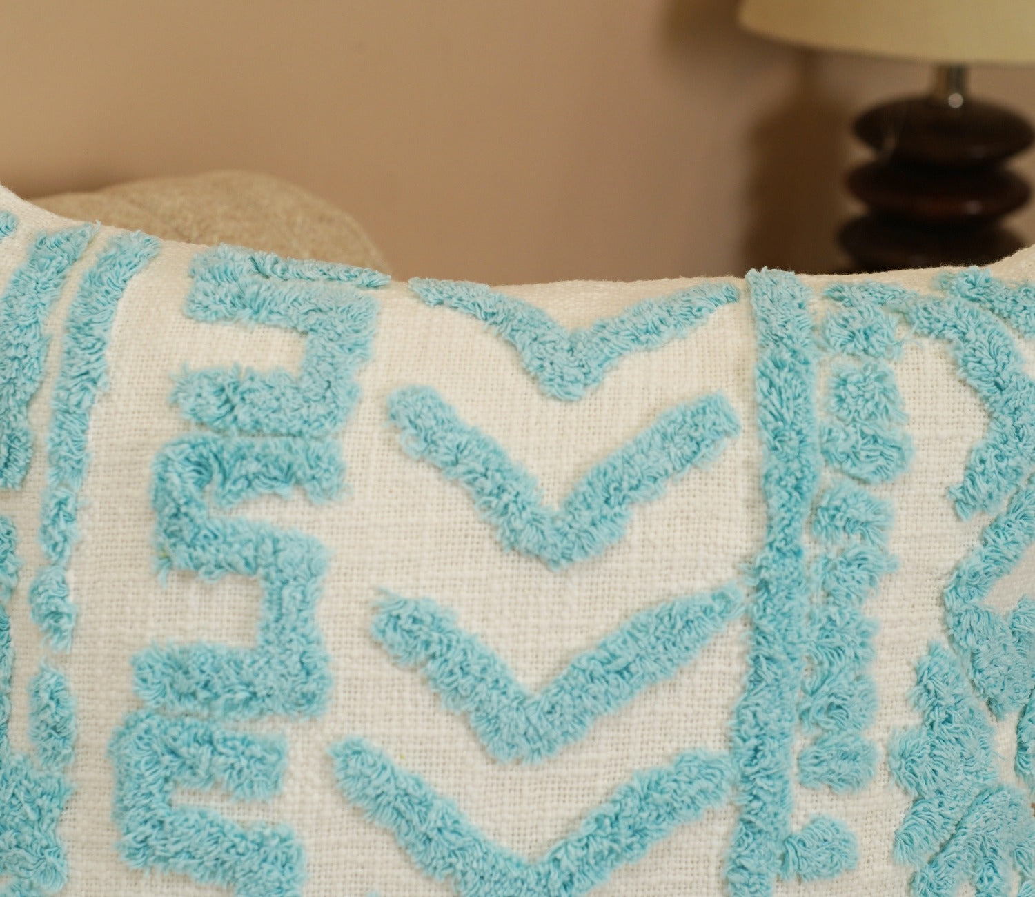 Cotton 100% Tufted Cushion Cover Set of 1 (Blue, 18 x 18 Inch)