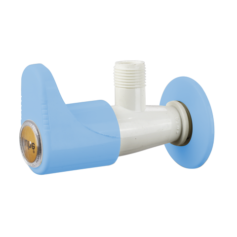 Truliving_Indigo Oval Angle Valve PTMT Faucet 15 MM White Blue