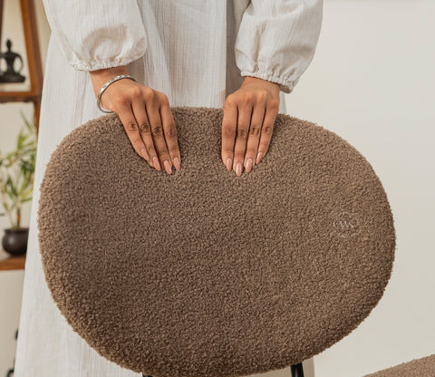Clouda Modern Upholstered Chair in Boucle Fabric (Brown)