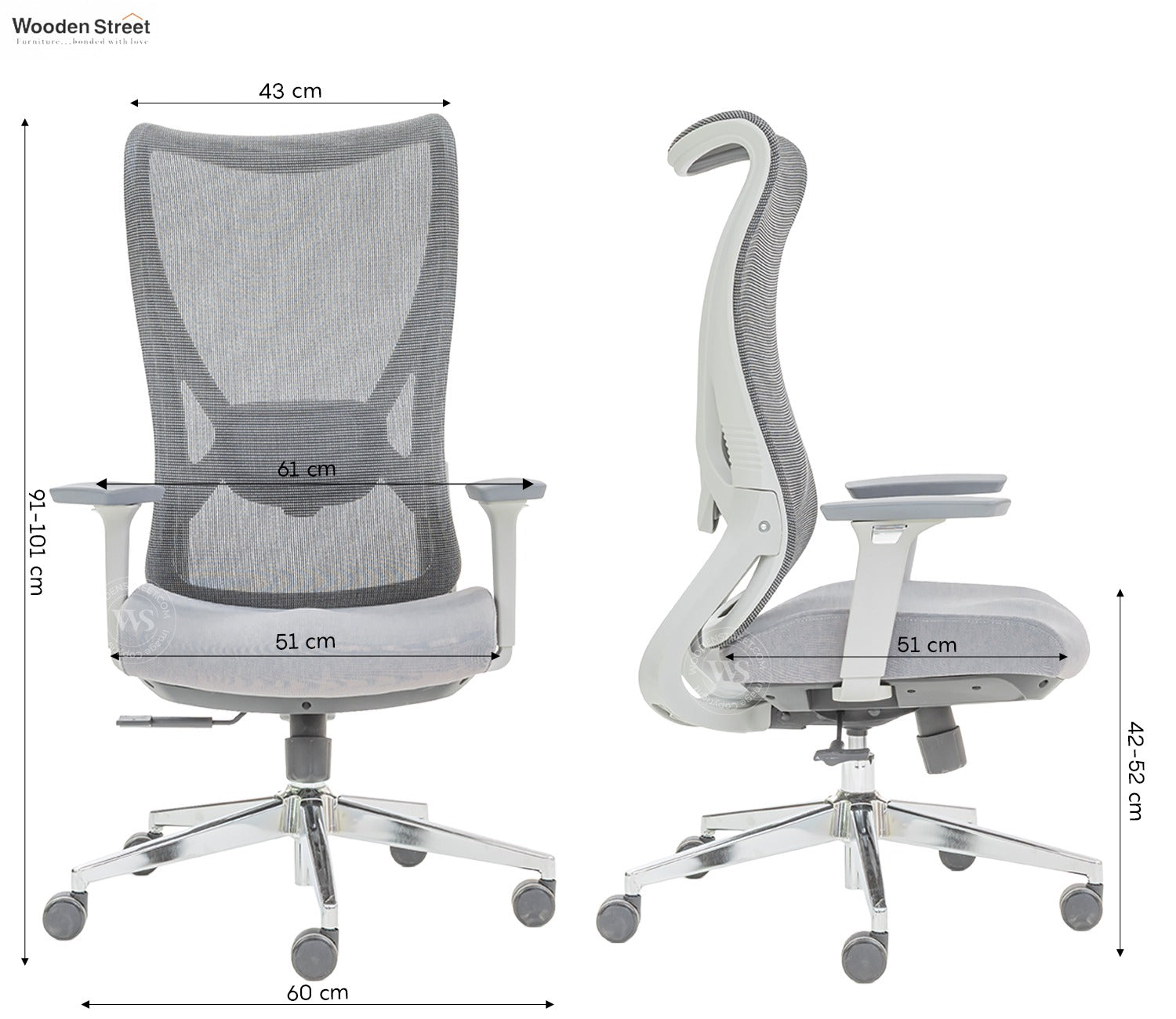 Rowen High Back Mesh Office Chair (Grey)