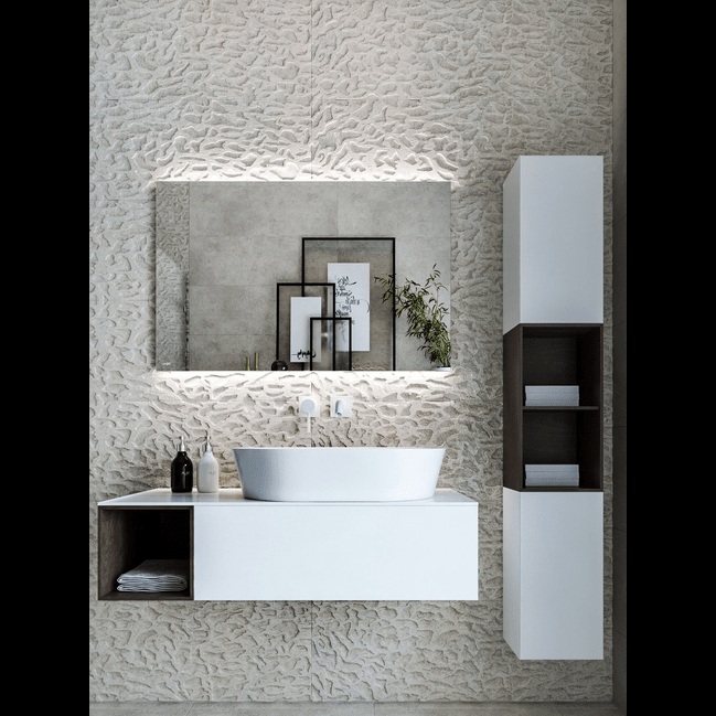 Trueliving Rosy White Vanity Wash Basin with Cabinet for Bathroom (Standard (Between 20-40 In Width, 30-40 In Height)