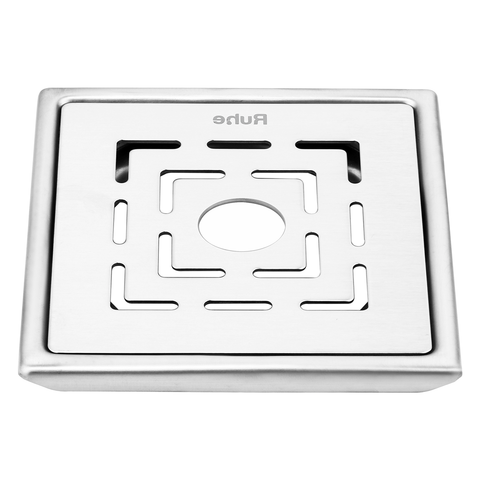 Trueliving_Sapphire Silver Square 304-Grade Floor Drain with Hole (5 x 5 Inches)