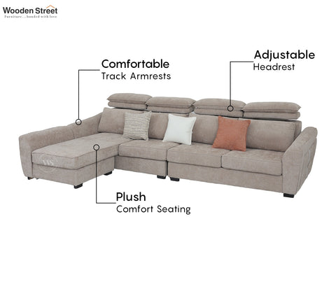 Lavencia Premium Upholstery L shape Fabric Sofa (Beige)
