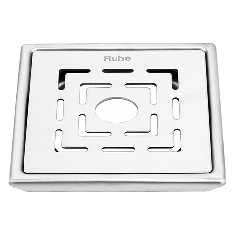 Trueliving_Sapphire Silver Square 304-Grade Floor Drain with Hole (5 x 5 Inches)