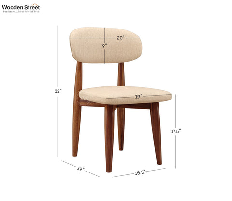 Rivano Sheesham Wood Dining Chair with Plush Upholestery - Set of 2 (Jade Ivory)