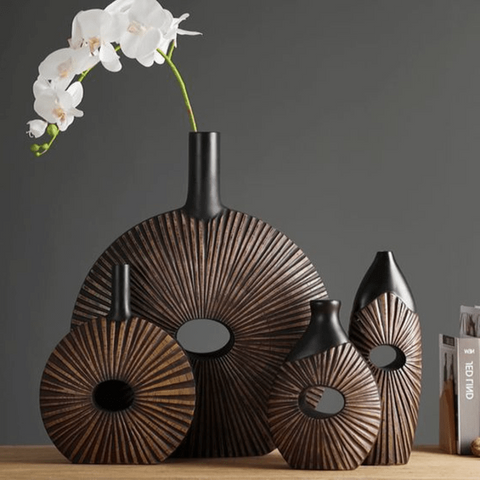 Trueliving Handmade Wood Flower Vase 41L x 24W x 10H Centimeters
