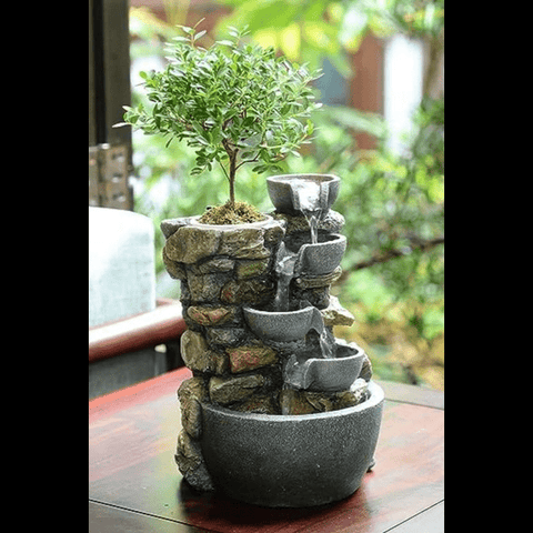 Trueliving Grey Luxury Water Fountain Table Top ‎13L x 13W x 21H Centimeters