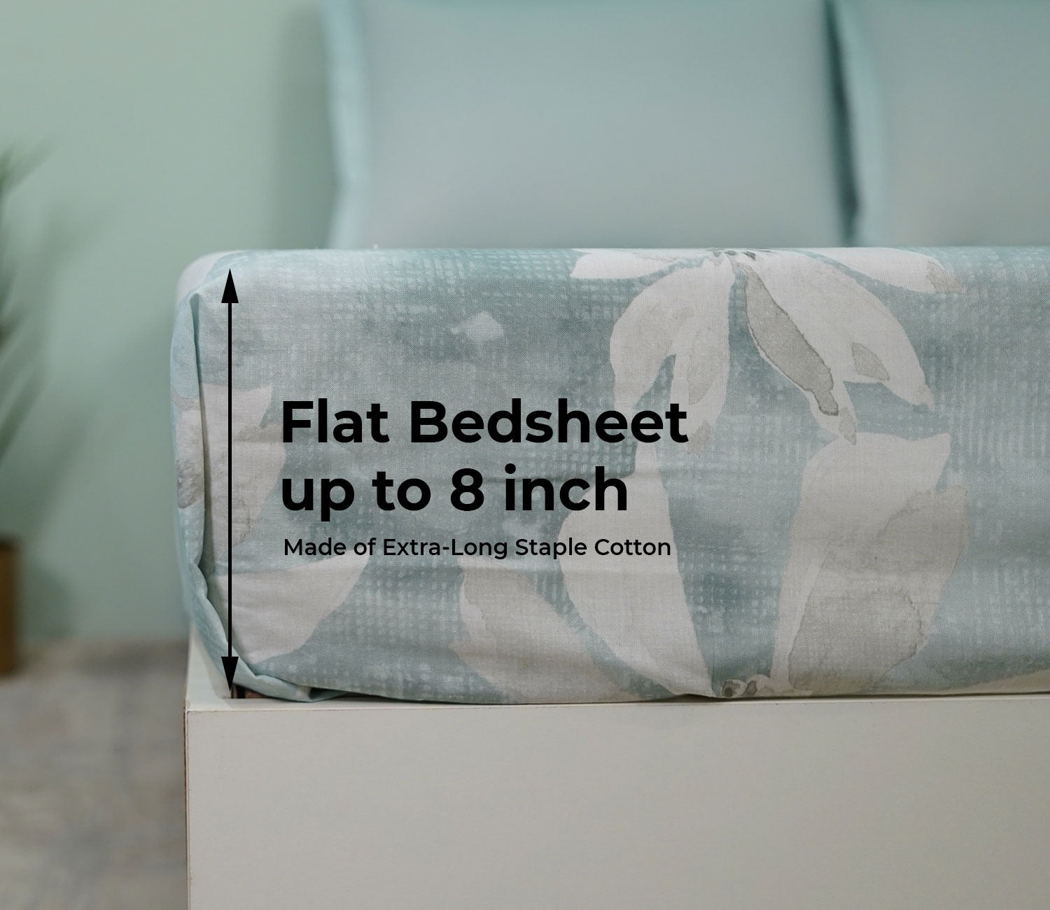 Blossom Flat Cotton Bed Sheet King Size with 2 Pillow Covers (Blue)