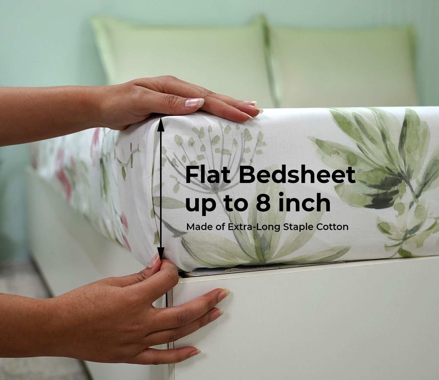 Botany Flat Cotton Bed Sheet King Size with 2 Pillow Covers (Blue)