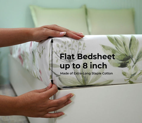 Botany Flat Cotton Bed Sheet King Size with 2 Pillow Covers (Blue)