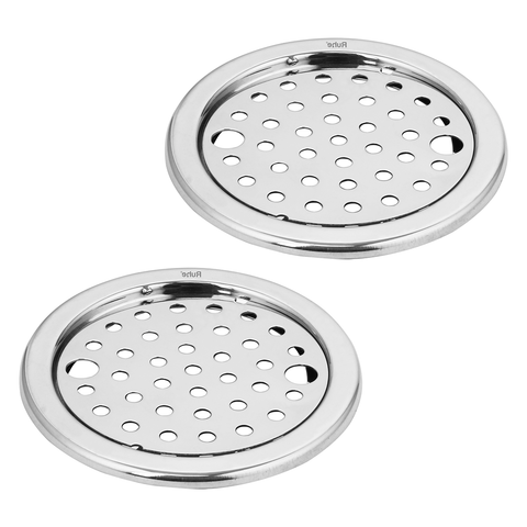 Trueliving_Plain Silver Jali Round Floor Drain with Lock (5 Inches) (Pack of 2)