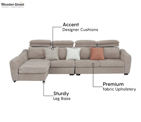 Lavencia Premium Upholstery L shape Fabric Sofa (Beige)