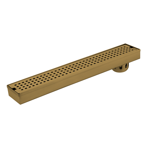 Trueliving Home Brown Palo Shower Drain Channel (48 x 3 Inches) with YELLOW GOLD PVD Coating