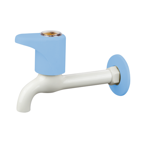 Truliving_Indigo Oval Bib Tap Long Body PTMT Faucet Blue 15 White
