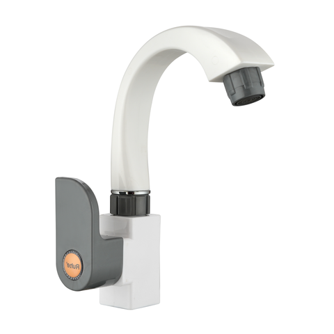 Truliving_Silver Curve PTMT Swan Neck with Swivel Spout Faucet 15 White Grey