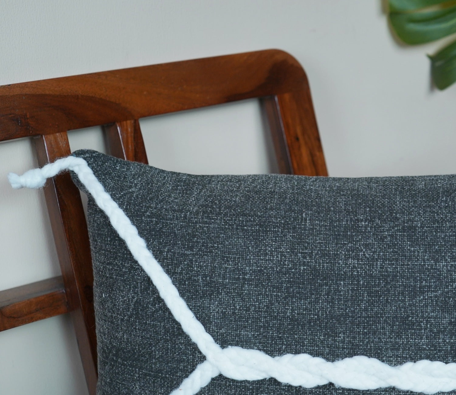 Twisted Tasseled Grey Cotton Cushion Cover -14 x 20