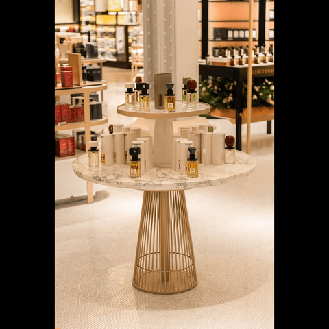 Trueliving Road Style Golden Retail Store Perfume display Unit L30*W30*H90 CM