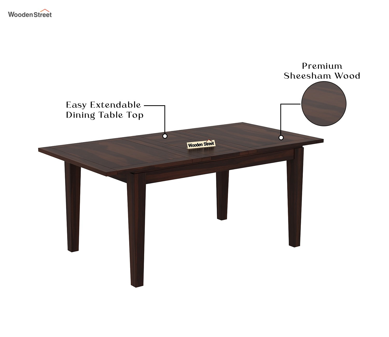 Franco 6 Seater Dining Set with Tim Extendable Table and Sofie Chairs  (Walnut Finish)