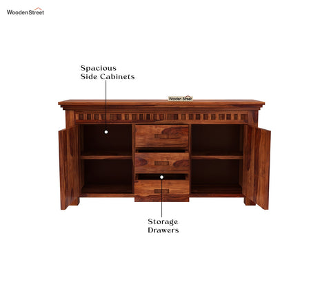 Adolph Sheesham Wood Sideboard and Cabinet (Honey Finish)