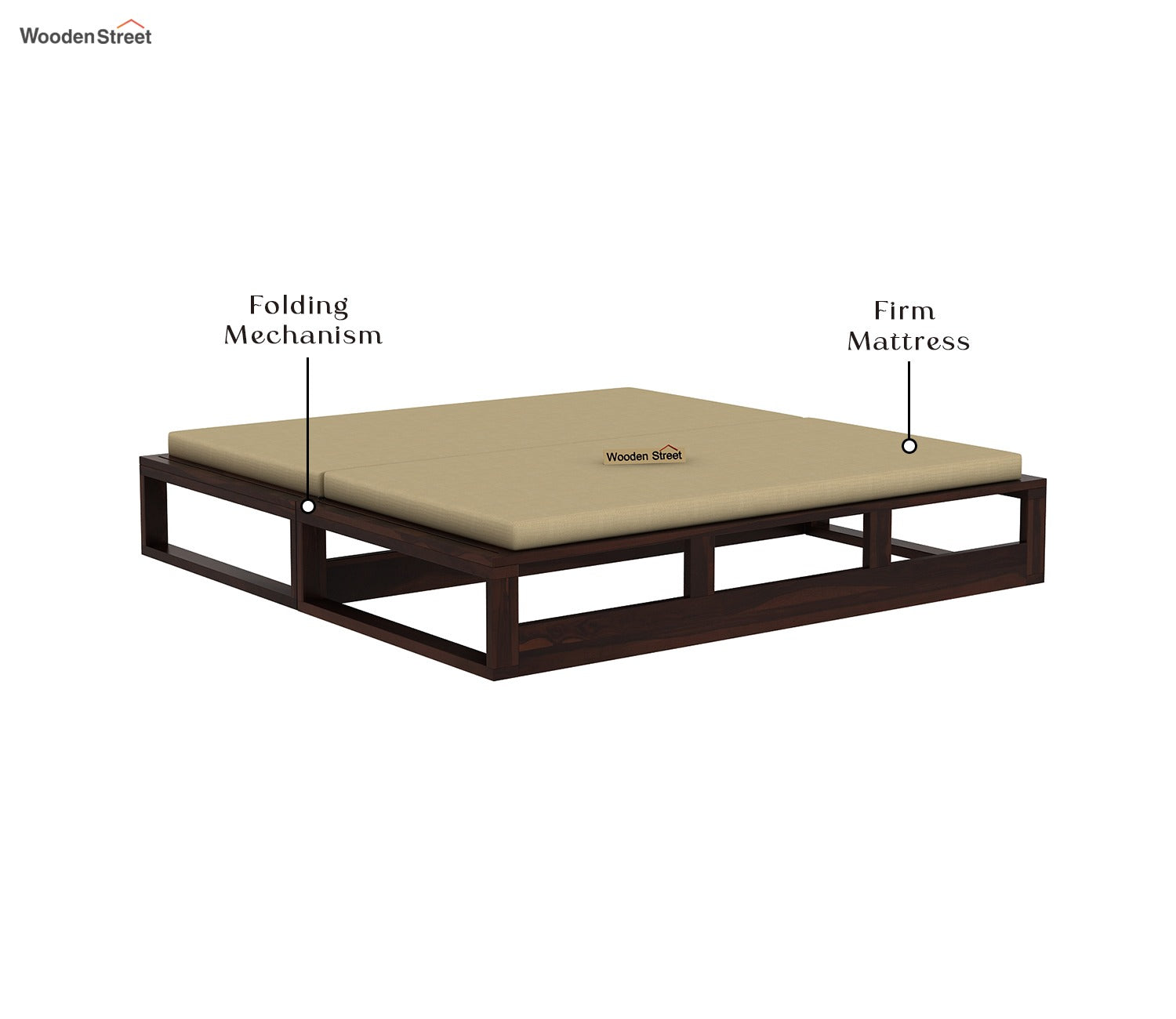 Bacon 3 Seater Divan Cum Bed with Mattress (King Size, Walnut Finish)