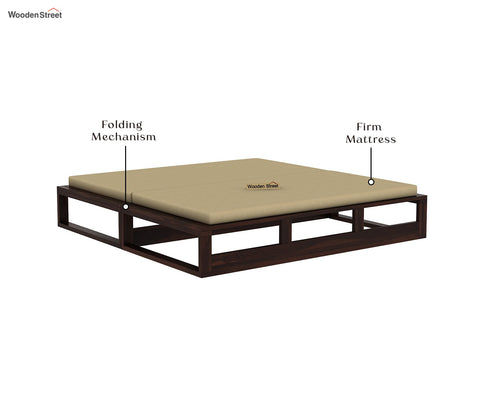 Bacon 3 Seater Divan Cum Bed with Mattress (King Size, Walnut Finish)