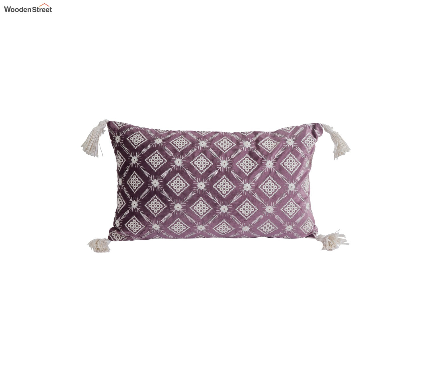 Super Soft Ethnic Design Set of 2 Embroidered Cushion Cover (Purple, 20 x 12 inches)
