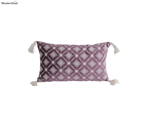 Super Soft Ethnic Design Set of 2 Embroidered Cushion Cover (Purple, 20 x 12 inches)