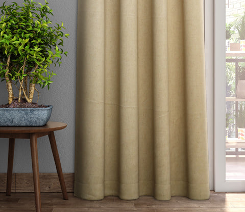 Solid Plain 1 Piece Light-Filtering Curtain (Cream, 7 Feet)