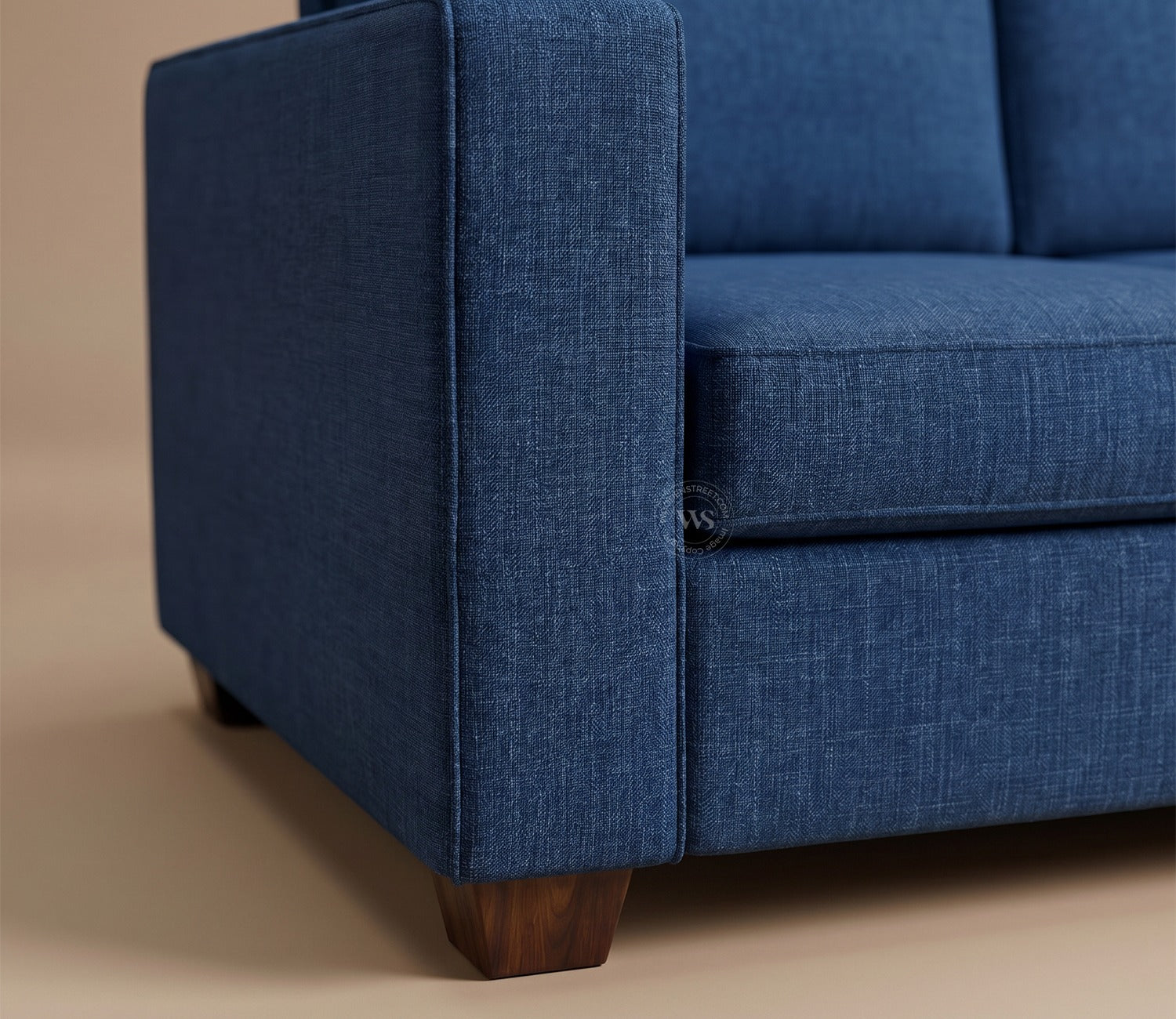 Albus 3 Seater Fabric Sofa (Cotton, Iris Blue)