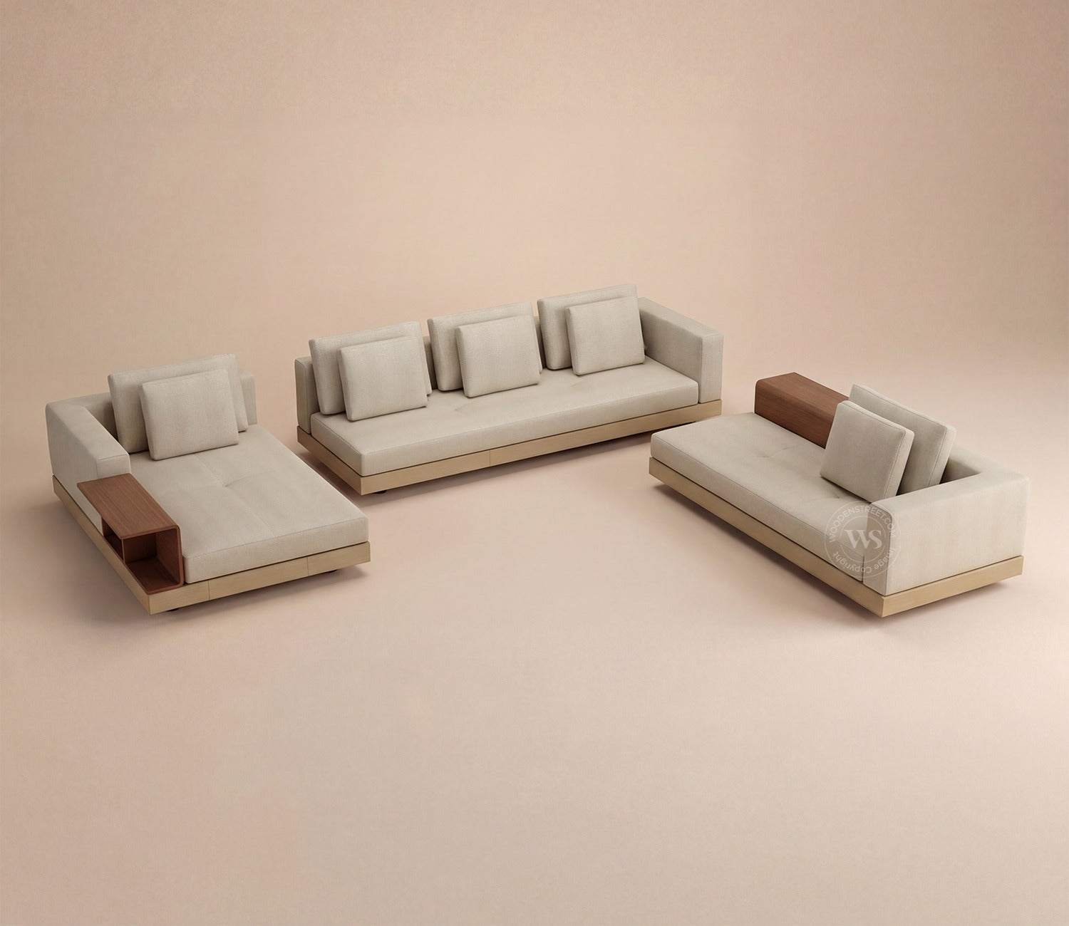 Matrix U-Shape Premium Sectional Fabric Sofa (Cottage Ivory)