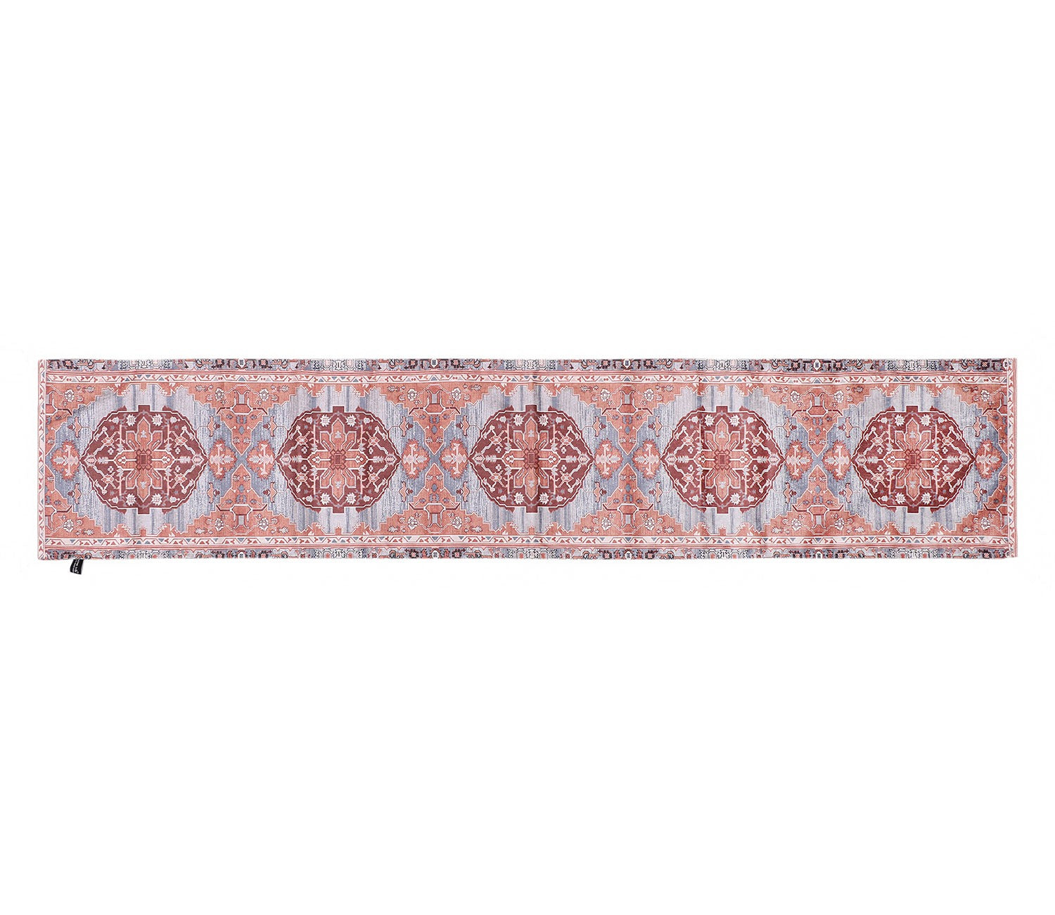Grey and Orange Velvet Printed Table Runner (72 x 14 inches)