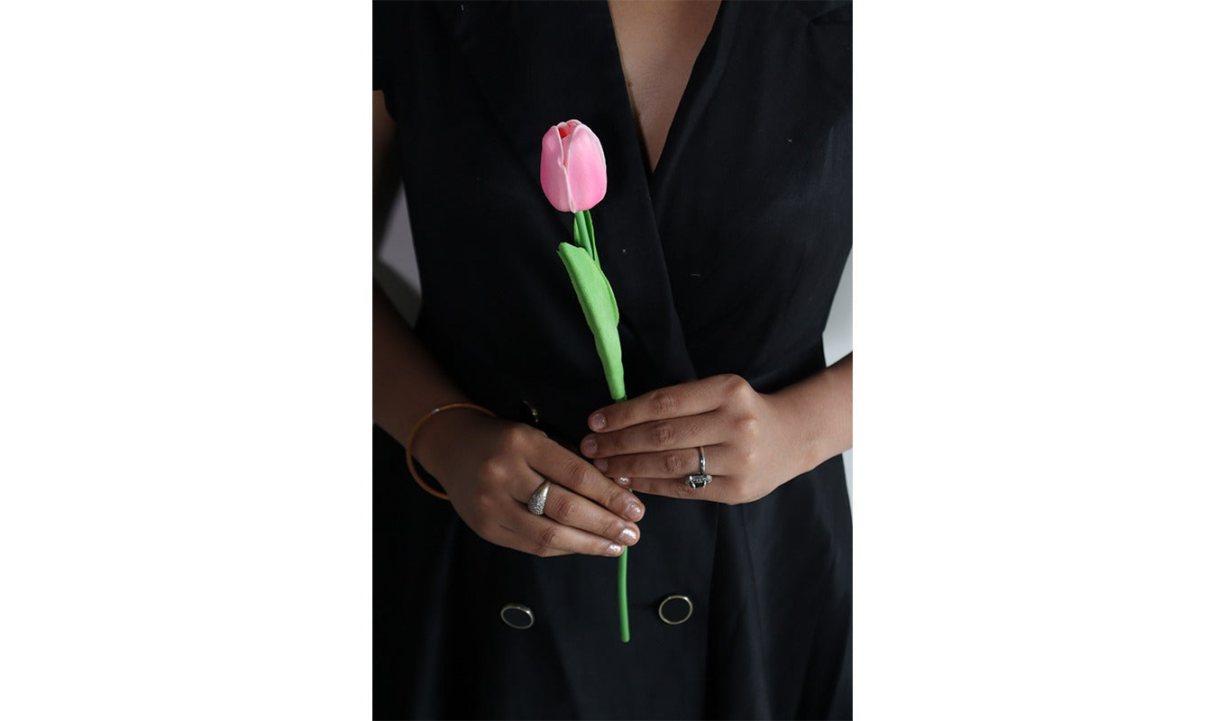 Pink Tulip Artificial Flower - Set of 5
