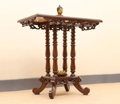 Kama Console Table in Teakwood with Walnut Finish