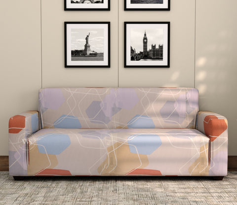 Agnus Modern Abstract Printed Polyester Spandex 3+1+1 Sofa Cover Set (Multi Color)