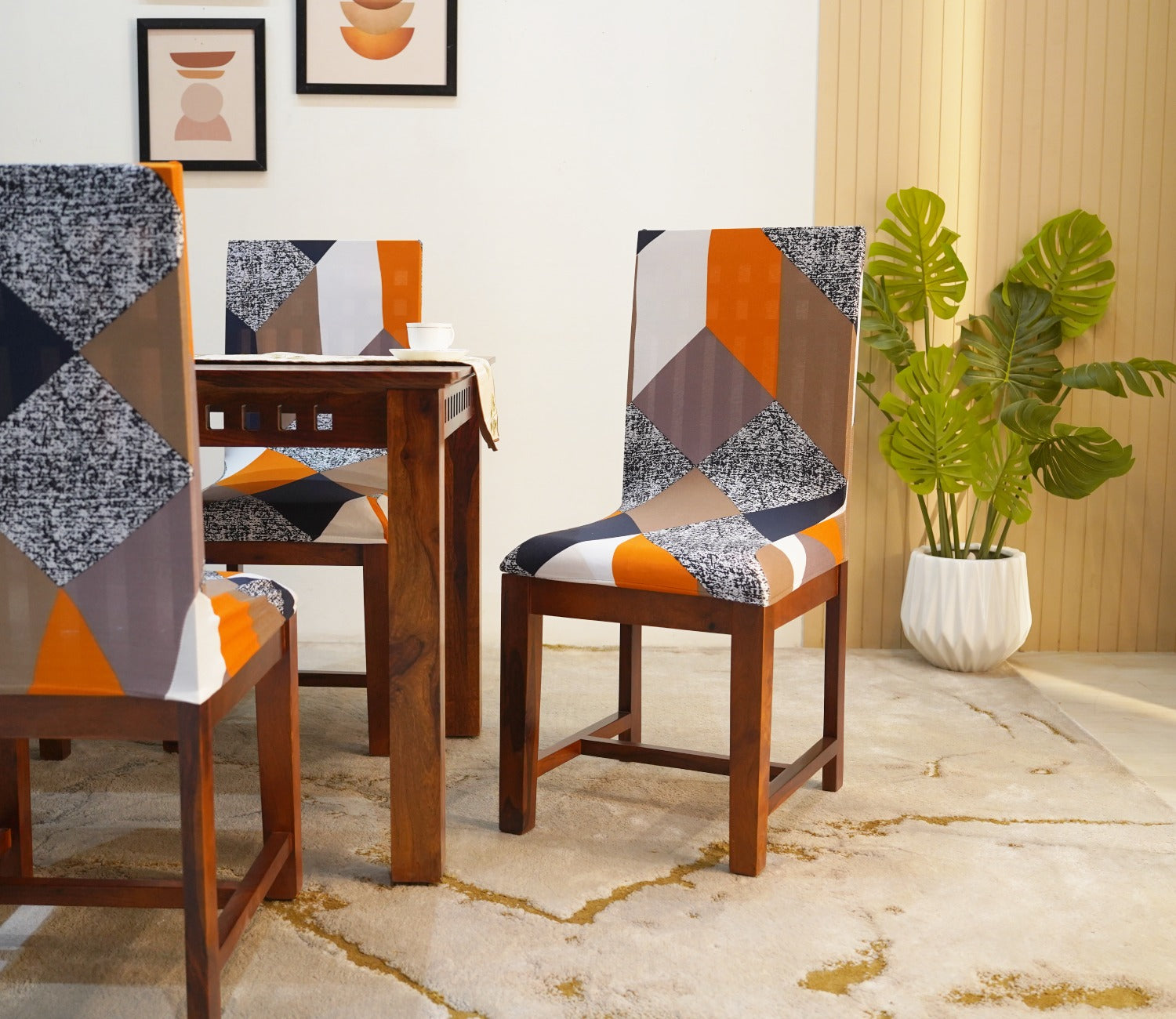 Cedric Modern Abstract Printed Polyester Spandex 1 Piece Chair Cover