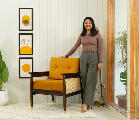 Emperor Cane Arm Chair (Chestnut Brown)