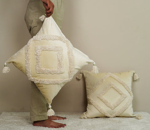 Super Soft Velvet Cushion Covers - Set of 2 (18 x 18 inches, White)