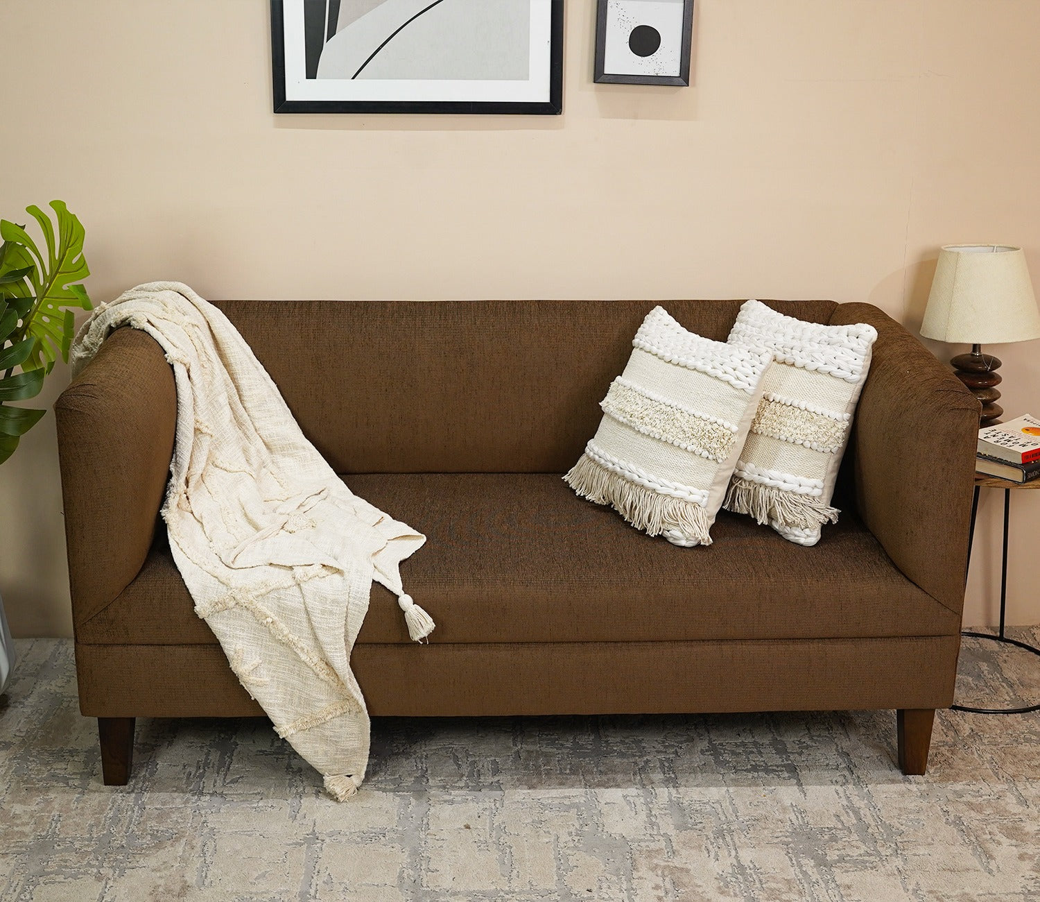 Dexter 3 Seater Fabric Sofa (Cotton, Mocha Brown)