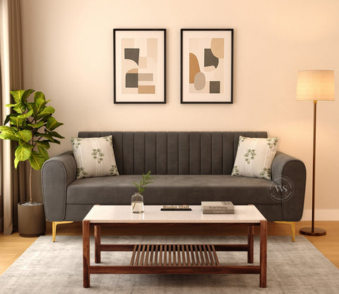 Medusa 3 Seater Fabric Sofa (Velvet, Graphite Grey)