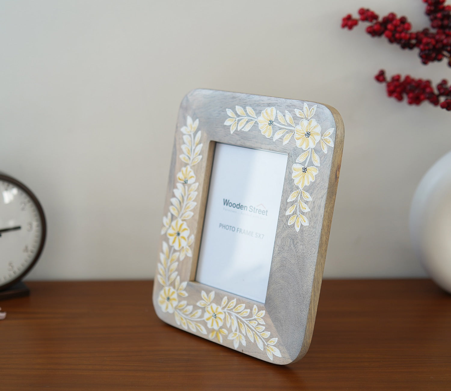 Adiva Floral Hand Painted Wooden Photo Frame