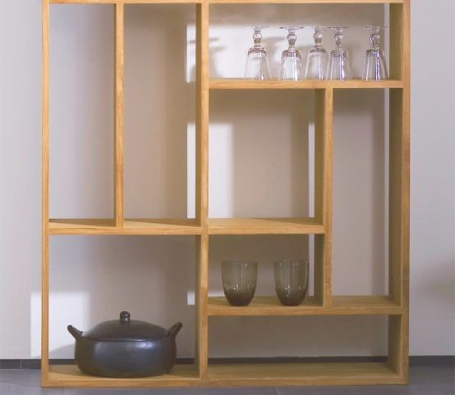 Handcrafted Assembled Wooden Brown Wooden Partition
