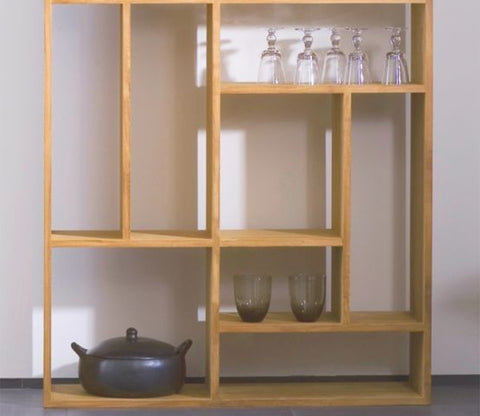 Handcrafted Assembled Wooden Brown Wooden Partition