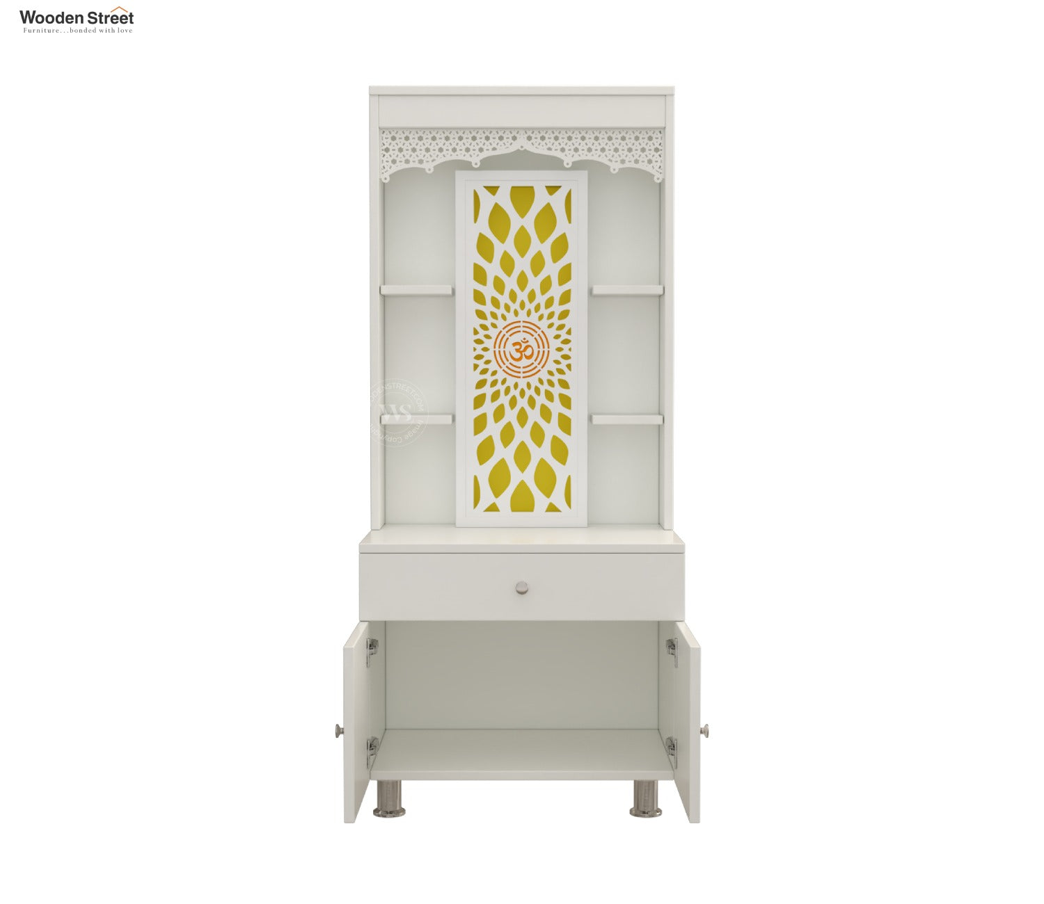 Vidyut Engineered Wood Home Temple With Inbuilt LED Light System (White Finish)