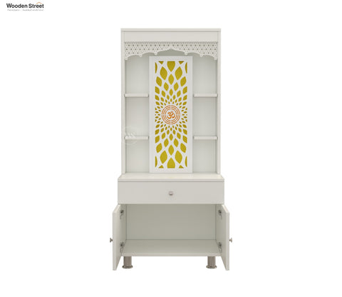 Vidyut Engineered Wood Home Temple With Inbuilt LED Light System (White Finish)