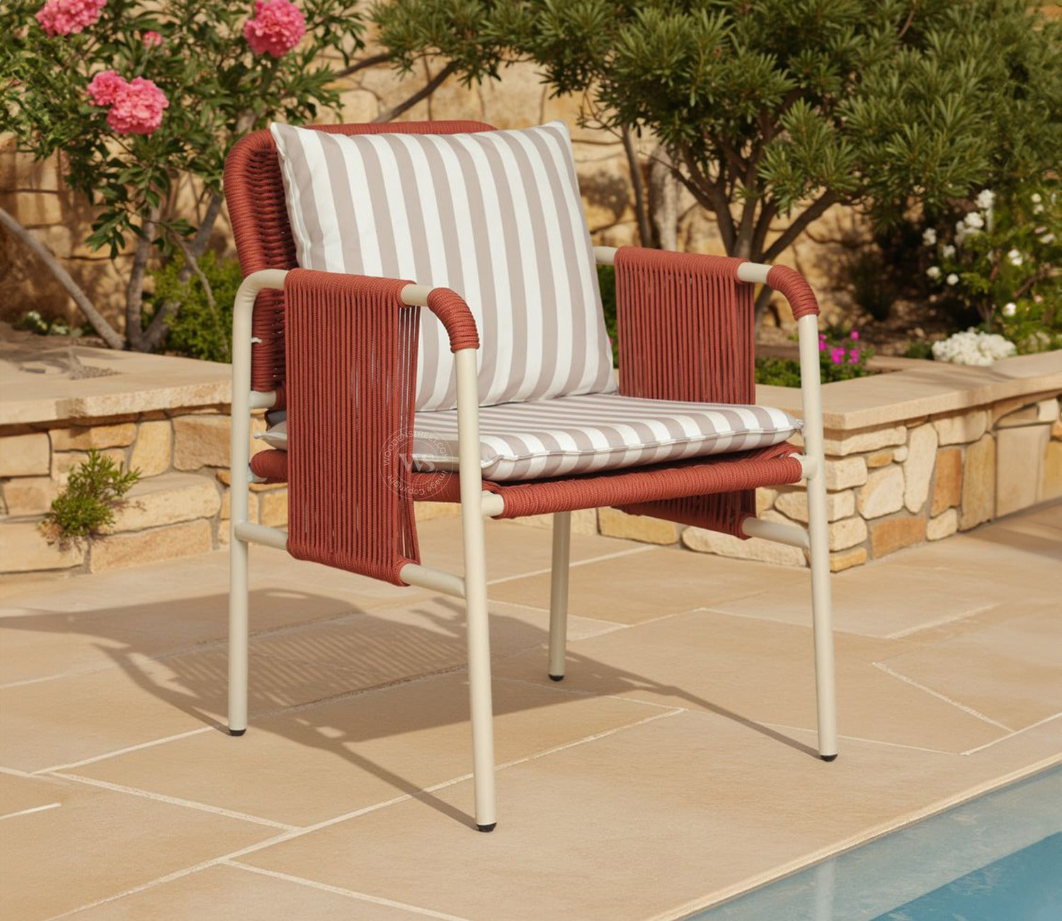 Corsica Rope Outdoor Garden Chairs- Set of 2 (Brick Red)