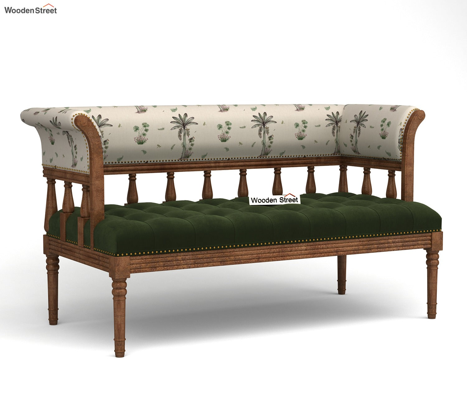 Reyes Bench With Back Rest (Cotton, Cream Tropical)
